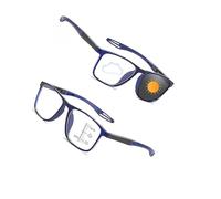 Genérico Gafas De Presbicia Bifocales Progresivas Fotocromáticas Inteligentes Deportivas Gafas De Lectura Ultraligera Cómodas Anti-luz Azul Lentes Para Leer Autograduables Progresivos(Azul,3.5)