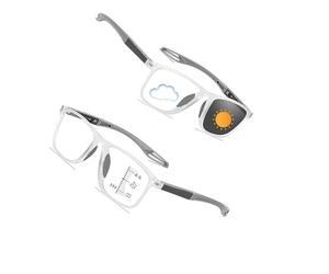 Genérico Gafas De Presbicia Bifocales Progresivas Fotocromáticas Inteligentes Deportivas Gafas De Lectura Ultraligera Cómodas Anti-luz Azul Lentes Para Leer Autograduables Progresivos(Gris,2)
