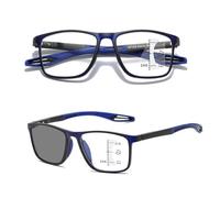 Genérico Gafas De Presbicia Bifocales Progresivas Fotocromáticas Inteligentes Deportivas, Varios Colores, Gafas De Lectura De Luz Anti-azul De Moda(Dark Blue/Blue,2.0x)