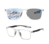 Genérico Gafas de presbicia fotocromáticas inteligentes deportivas, gafas de lectura de luz anti-azul de moda plegables, con Estuche Portátil | Graduación +0.00 hasta + 4.00(Claro,1.0x)