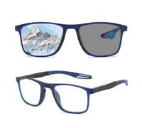 Genérico Gafas de presbicia fotocromáticas inteligentes deportivas, gafas de lectura de luz anti-azul de moda plegables, con Estuche Portátil | Graduación +0.00 hasta + 4.00(Azul,1.0x)