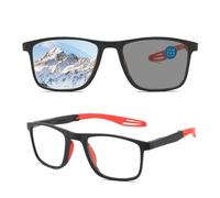 Genérico Gafas de presbicia fotocromáticas inteligentes deportivas, gafas de lectura de luz anti-azul de moda plegables, con Estuche Portátil | Graduación +0.00 hasta + 4.00(Rojo,0.0x)