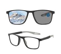 Genérico Gafas de presbicia fotocromáticas inteligentes deportivas, gafas de lectura de luz anti-azul de moda plegables, con Estuche Portátil | Graduación +0.00 hasta + 4.00(Gris,0.0 x)