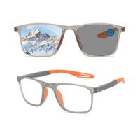 Genérico Gafas de presbicia fotocromáticas inteligentes deportivas, gafas de lectura de luz anti-azul de moda plegables, con Estuche Portátil | Graduación +0.00 hasta + 4.00(Naranja,3.0x)