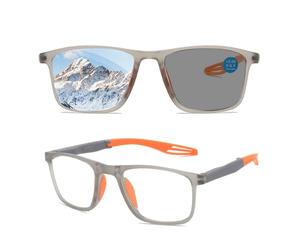 Genérico Gafas de presbicia fotocromáticas inteligentes deportivas, gafas de lectura de luz anti-azul de moda plegables, con Estuche Portátil | Graduación +0.00 hasta + 4.00(Naranja,2.5x)