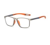 Genérico Gafas de Presbicia Multifocales Hombre y Mujer, Lentes Progresivas TR90 Ligeras Antideslizantes, Gafas Anti Luz Azul para Leer, Ver la TV y Pantallas Digitales(Gray/Orange,+1.0)