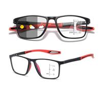 Genérico Gafas De Presbicia Progresivas Fotocromáticas inteligentes deportivas, gafas de lectura de luz anti-azul de moda, Ultraligera Cómodas Para Leer Autograduables Progresivos(Rojo,2.5x)