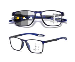 Genérico Gafas De Presbicia Progresivas Fotocromáticas inteligentes deportivas, gafas de lectura de luz anti-azul de moda, Ultraligera Cómodas Para Leer Autograduables Progresivos(Azul,1.5x)