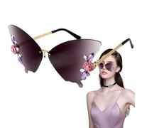 Generico Gafas de sol Butterfly para mujeres - Gafas de bloqueadoras UV, festivales y al aire libre | Toncche de sin borde para verano, conducción, senderismo, caza, elegantes