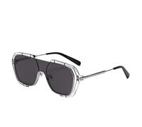 Genérico Gafas de sol con montura cuadrada estilo influencer, un diseño versátil que combina con todo(Black)