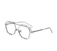 Genérico Gafas de sol con montura cuadrada estilo influencer, un diseño versátil que combina con todo(Clear)