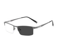 Genérico Gafas de Sol fotocromáticas Que cambian de Color para Exteriores Gafas de Lectura ultraligeras con Montura Media de Metal para Hombres y Mujeres,Metálico,+0.00