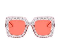 Generico Gafas De Sol Mujer - Versátil Con Cristales Brillantes, Ligeros Cuadrados Decorativos Brillantes, Elegant Mujeres Y Niñas, Montura Cuadrada | Multipurpose Outdoor Indoor Utility, rosa