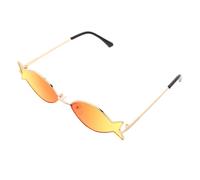 Genérico Gafas de Sol Originales Diseño de Pez, Montura Dorada, Lentes Naranjas, Accesorio Divertido para Fiestas Hawaianas y Playa, Protección UV Ligera para Eventos Tropicales