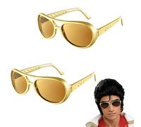 Genérico Gafas Elvis Presley Rockero Adulto Estilo Retro Vintage,Gafas Rapero, Accesorio Rockero, Gafas Disco, Accesorio Disfraz Años 80 70 50
