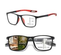 Genérico Gafas Fotocromáticas Progresivas Hombre, Gafas de Sol Graduadas | Gafas Presbicia con Filtro Luz Azul, TR90 Lentes Multifocales para Exterior con Estuche y Paño