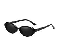 Generico Gafas ovaladas de sol de pequeñas ovaladas para hombres y mujeres, 90s Vintage Shades with Cool Retro Design for Everyday Wear, Street Style and Outdoor Activities, Negro ,