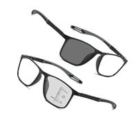 Genérico Gafas Presbicia Anti luz Azul Hombre, Fotocromáticas Multifocales Progresivas Gafas De Presbicia - Anti deslumbramiento - Gafas de lectura fotocromáticas(Black/Gray,3.0x)
