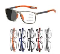 Genérico Gafas Presbicia Progresivas Multifocales Inteligentes, Gafas de Sol Fotocromaticas Mujer Hombre con Filtro Luz Azul y UV, Gafas Para Ordenador y Leer Autoajustables TR90(Naranja,+3.50)