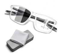 Genérico Gafas Progresivas Multifocales Fotocromáticas para Vista Cansada, Filtro de Luz Azul, Protección UV, Montura TR90 Ligera para Leer, Ordenador y Uso Diario(Transparent/Gray,1.5x)