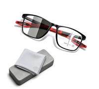 Genérico Gafas Progresivas Multifocales Fotocromáticas para Vista Cansada, Filtro de Luz Azul, Protección UV, Montura TR90 Ligera para Leer, Ordenador y Uso Diario(Black/Red,1.5x)