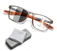 Genérico Gafas Progresivas Multifocales Fotocromáticas para Vista Cansada, Filtro de Luz Azul, Protección UV, Montura TR90 Ligera para Leer, Ordenador y Uso Diario(Gray/Orange,1.5x)