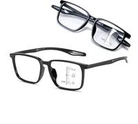 Genérico Gafas Progresivas Multifocales Para El Día A Día, Lentes Fotocromáticas Automáticas, Filtro Luz Azul, TR90 Muy Ligera, Visión Cerca Lejana Unisex(Black-framde gray legs,4.0x)