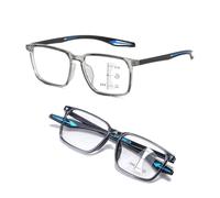 Genérico Gafas Progresivas Para Reuniones De Negocios, Visión HD De Cerca Y Lejos, Lentes Fotocromáticas Anti Luz Azul, TR90 Muy Ligera, Elegante(Gray-framde blue legs,3.0x)