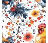 Genérico Gallo Flores Papel Pintado Autoadhesivo Acuarela Arte 44x200 cm Papel de Pared Removible Impermeable Estilo Vinilo PVC Pegatina es Estante del cajón de la cubierta del rodillo
