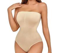 Genérico ganador sin costuras elegante de alto para un vientre plano y caderas curvadas con espalda en T y tanga, beige, L