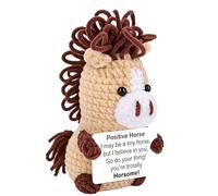 Genérico gancho positivo animal - hecho a mano caballo knitted Toy, felpa suave de ganchillo animal con mensajes positivos | Birthday Christmas Stocking Stuffer for Women Men Friend Coworker Home Room