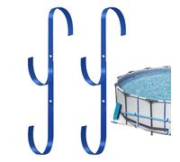 Generico Ganchos porta balas de piscina | Portaganci resistente - 2 ganchos para postes para piscina fuera de tierra - Para Skimmer Rastrillo Cepillo red tubo aspiración jardín barandillas exterior