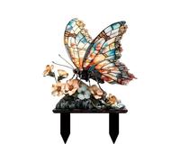 Genérico Garden Butterfly Stakes - 2D Waterproof Retro Decoration, Antique Finish Metal with Stone Accents, Weather-Resistant Coating, Ground Anchoring Spikes, for Spring Home Pathway Party