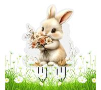 Genérico Garden Decor Stakes - 20x15cm Cute Bunny 2D Acrylic Decorative Yard Art Insert, Outdoor Lawn Pathway Flower Bed Patio Balcony Courtyard Garden Animal Ornament, Indoor Potted