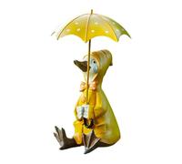 Generico Garden Duck Decor, resina Yellow Duck Statue with Umbrella Figurine, 5.12x4.53x9.65 inches, Outdoor Animal Sculpture, Lawn Patio Balcony, Whimsical Gift for Women, Kids, Holiday