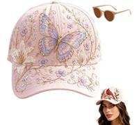 Genérico Garden Morning Baseball Cap, Adjustable Cotton Hummingbird Flowers Baseball Hat, Women's Sparkle Washed Botanical Sun Hats