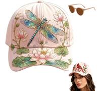 Genérico Garden Morning Baseball Cap, Adjustable Cotton Hummingbird Flowers Baseball Hat, Women's Sparkle Washed Botanical Sun Hats