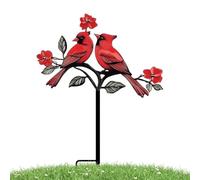 Genérico Garden Stakes Decor - Bird Pattern Art Signs Decorative Stakes | Metal Weatherproof Ground Insert, Simulated Red Finial, for Outdoor Lawn Patio Porch Landscape Pathway Restaurant