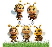 Genérico Garden Stakes Decor - Yard Stakes for Decorations | 2D Acrylic Decorative Plant Little Bee Stake | Easy to Install Lawn Art Ornament, 5 Pieces Outdoor Decoration for Terrace Patio Porch Lawn