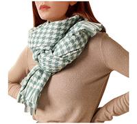 Genérico gato brillante suave mujer casual muffler impresión invierno borla Houndstoth bufanda caliente historia D oro, verde, Talla única