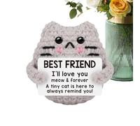 Genérico Gato Crochet Positivo - Poliéster 7x6x5cm Mini Animal Ganchillo Hecho A Mano | Adorable Recuerdo para Pascua, Cumpleaños, Navidad Y Regalo Colegas