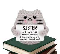 Genérico Gato Crochet Positivo - Poliéster 7x6x5cm Mini Animal Ganchillo Hecho A Mano | Adorable Recuerdo para Pascua, Cumpleaños, Navidad Y Regalo Colegas