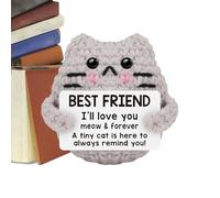 Genérico Gato de Animales de Ganchillo - Muñeca Linda de Punto Divertida e Inspirador, Gato Positivo Hecho a Mano con Mensaje | Cesta de Pascua de Ganchillo para Novias, Hermanas y Adultos jóvenes