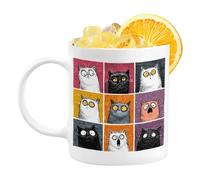 Generico Gato - De cerámica con mango antideslizante para bebidas calientes y frías | Tazas originales de café y agua, para The Bebida Regalo Cumpleaños Fiesta Casa Oficina Escuela