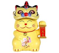 Genérico Gatos agitan con energía Solar: Movimiento automático impulsado por luz, Gato de la Suerte asiente con energía Solar, Estatua de Maneki Neko Hace señas, Estuche de Accesorios de d