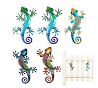 Genérico Gecko Wall Art Outdoor, 5PCS Flat Acrylic Lizard Figurines, Animal Outdoor Decor Sculpture for Backyard, Porch, Garden, Yard, Fence & Patio