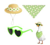 Genérico Geese Statue Clothes - Cute Animal Goose Costume Set With Straw Hat Sunglasses Daisy Flower Print Outfit For Indoor Outdoor Garden Pathway Beach Seaside Summer