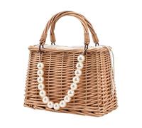 Genérico Geflochtene Rattan Tote Tasche - Großes Fassungsvermögen Leichte Handtasche mit Trageband | Festival Pendler Tasche | Organizer für Lippenstift Kamm Sonnenbrille Geldbörse Reise, perla, Se