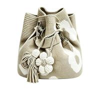 Genérico Gehäkelte Blumentasche - Boho Tote Bag Mit Quasten | Handgefertigte Häkeltasche Aus Baumwolle & Samt, Sommer Handtasche Für Damen Mädchen, Florale Strandtasche Für Urlaub Picknick & Shopping