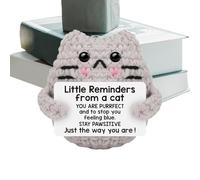 Generico Gehäkelte Katzen Figur - Handgemacht Geschenk | Aufmunternde Botschaft Mini Amigurumi Deko, Lustige Osternest Fuellung Stimmung für freude motivation ueberraschung geburtstag mitbringsel